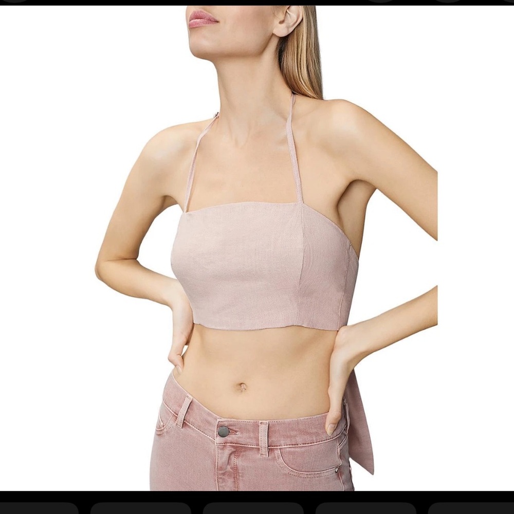 DL1961 Pink Linen halter crop top